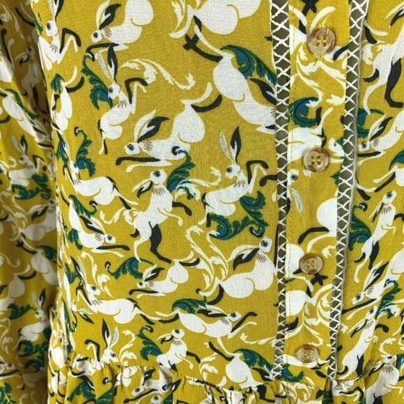 Anthropologie Maeve Rabbit Blouse Top Bunny Print - Picture 7 of 12